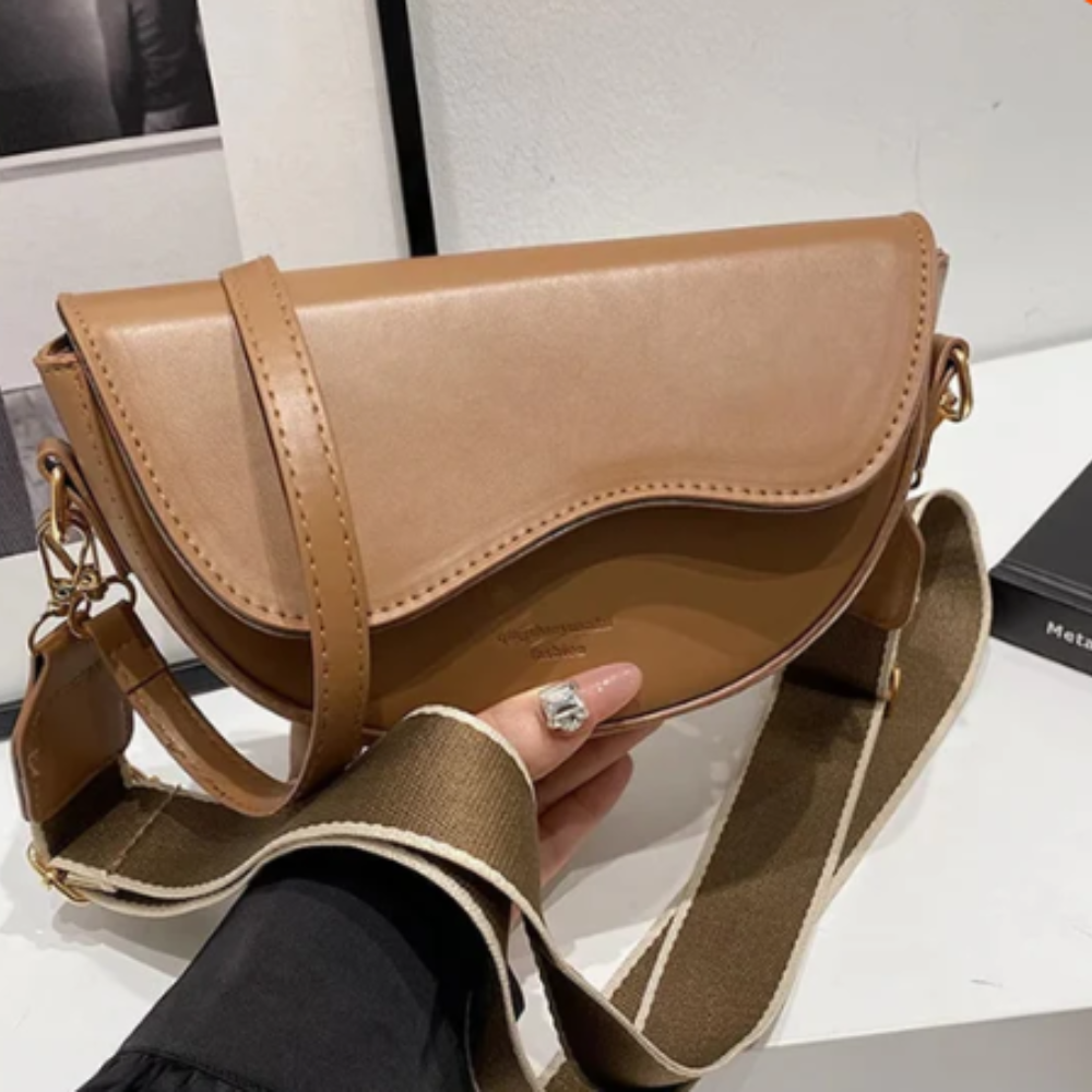Women’s Casual Minimalist Saddle Bag – Solid Color Underarm Shoulder & Crossbody
