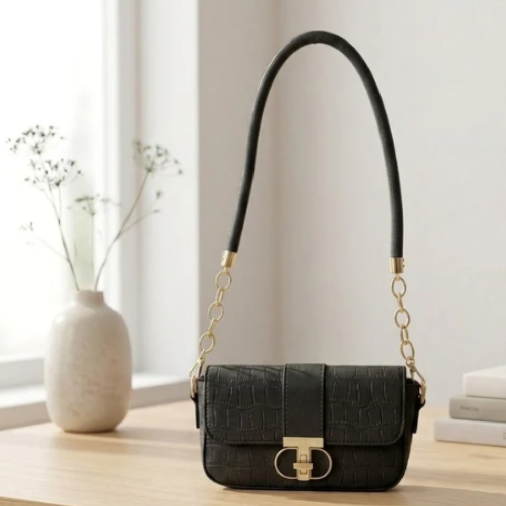 Elegant Crocodile Pattern Underarm Bag – Small Square Shoulder & Crossbody Purse