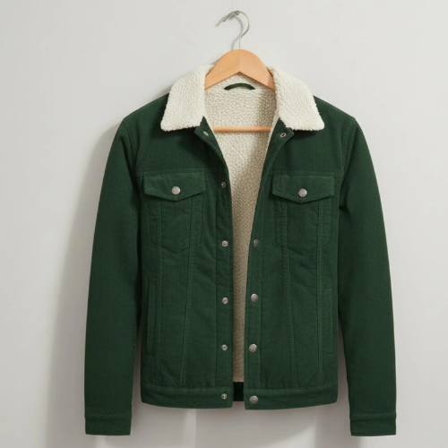Handcrafted Corduroy Sherpa Trucker Jacket - Warm Winter Essential by Fashion Mode Apparel