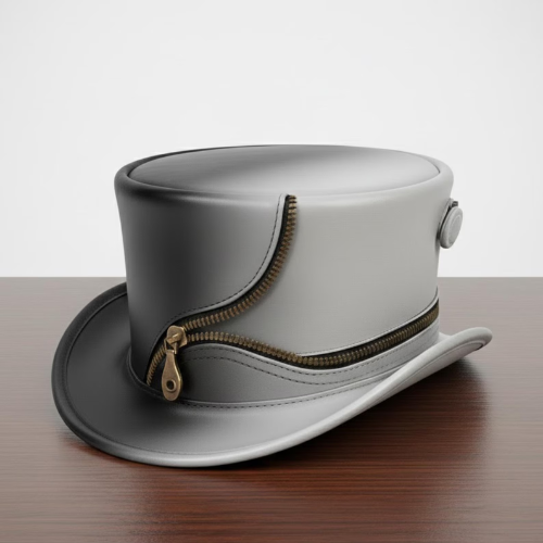 Leather Top Hat – Zipper Steampunk Gift for Husband
