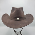Handmade Brown Leather Cowboy Hat: Western Rancher Style