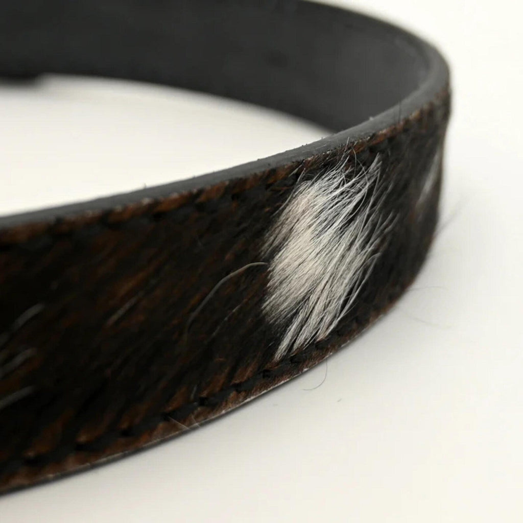 Cow Print Leather Belt – Handmade Western Vintage Cowhide Belt for Men