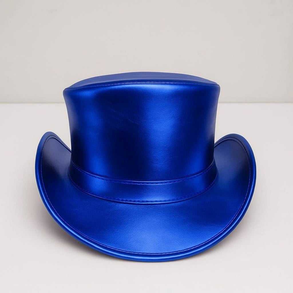Handmade Metallic Purple Leather Top Hat – Steampunk Gothic Festival Hat , Multiple Colors Available