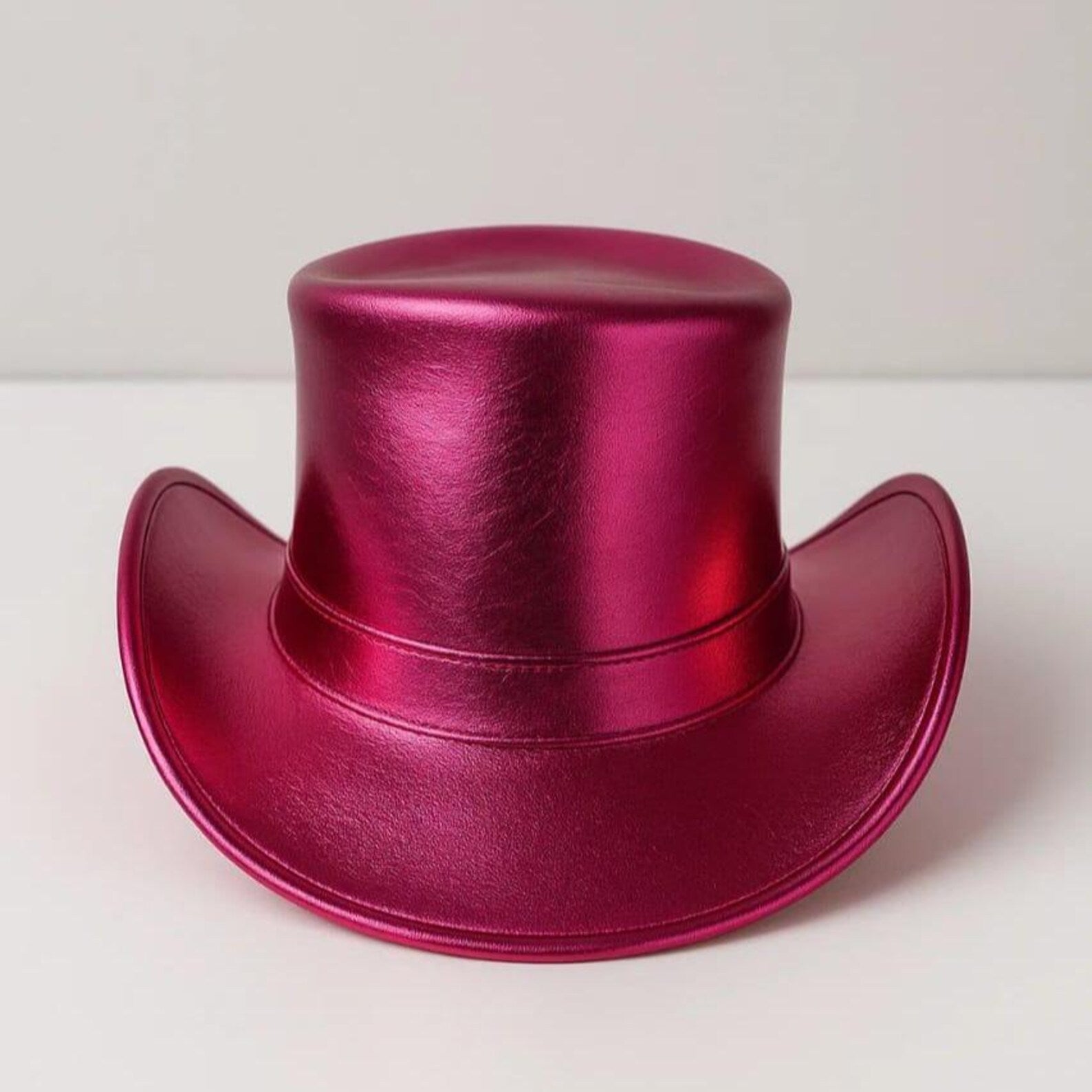 Handmade Metallic Purple Leather Top Hat – Steampunk Gothic Festival Hat , Multiple Colors Available