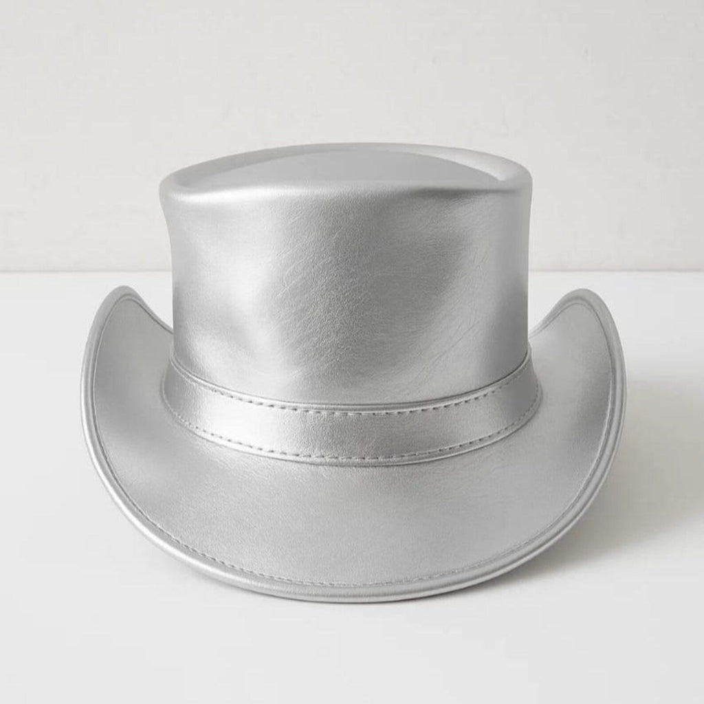 Handmade Metallic Purple Leather Top Hat – Steampunk Gothic Festival Hat , Multiple Colors Available