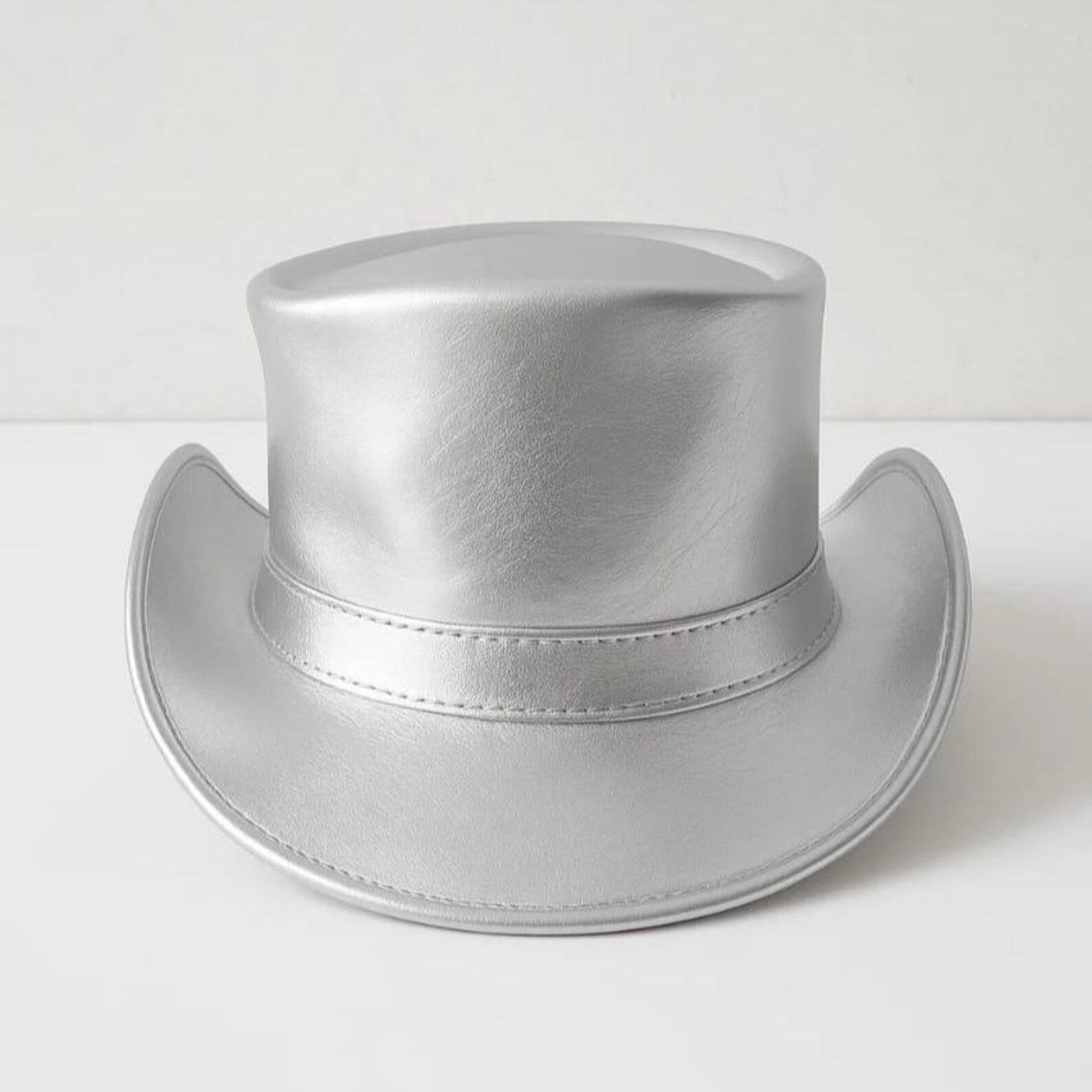 Handmade Metallic Purple Leather Top Hat – Steampunk Gothic Festival Hat , Multiple Colors Available