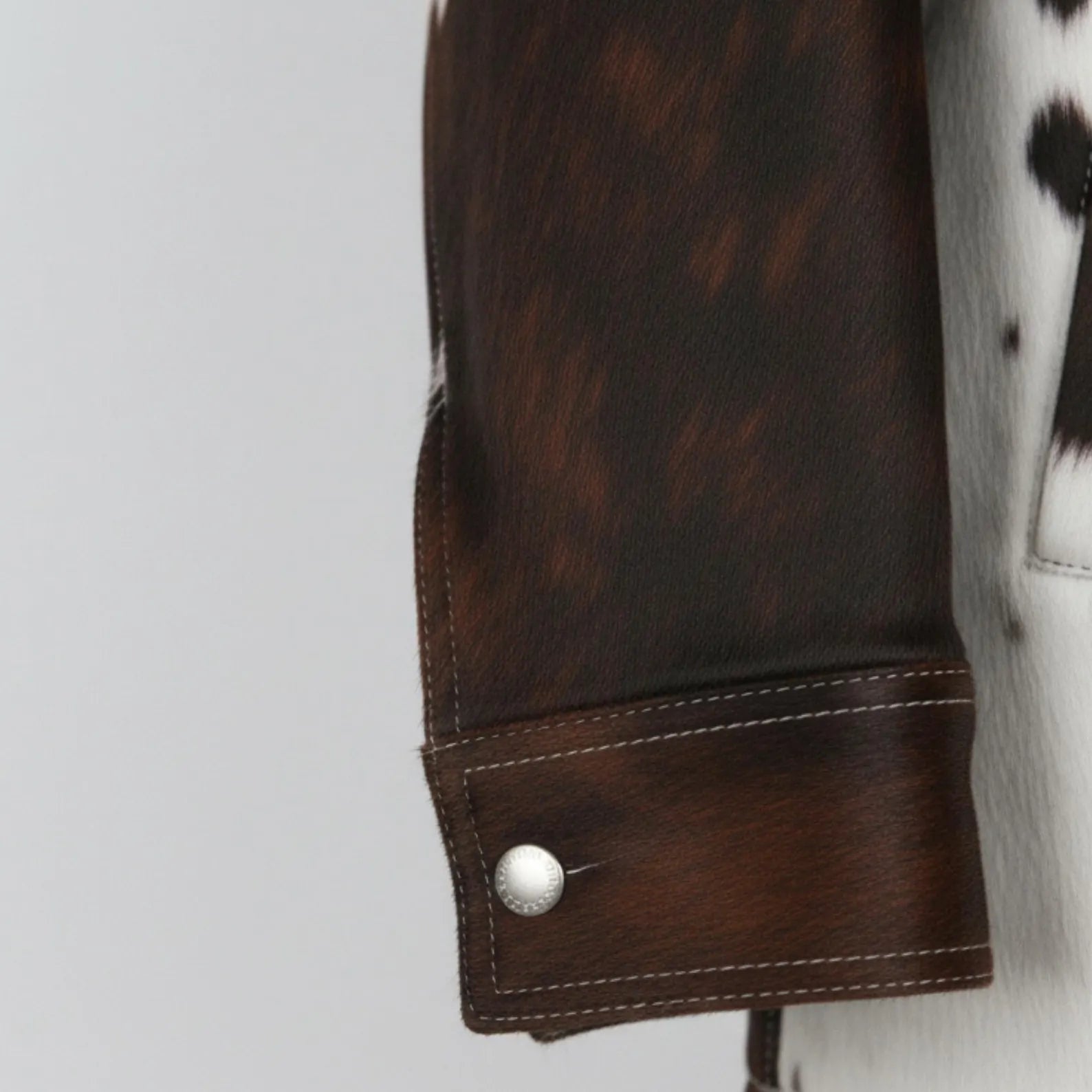 Western Biker Cowhide Leather Jacket, Brown Hair on Hide Coat, Handmade Cow Print