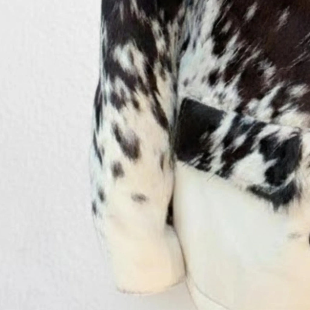 Handmade Black and White Cowhide Jacket – Mens Western Wear, Real Hair On Hide Coat