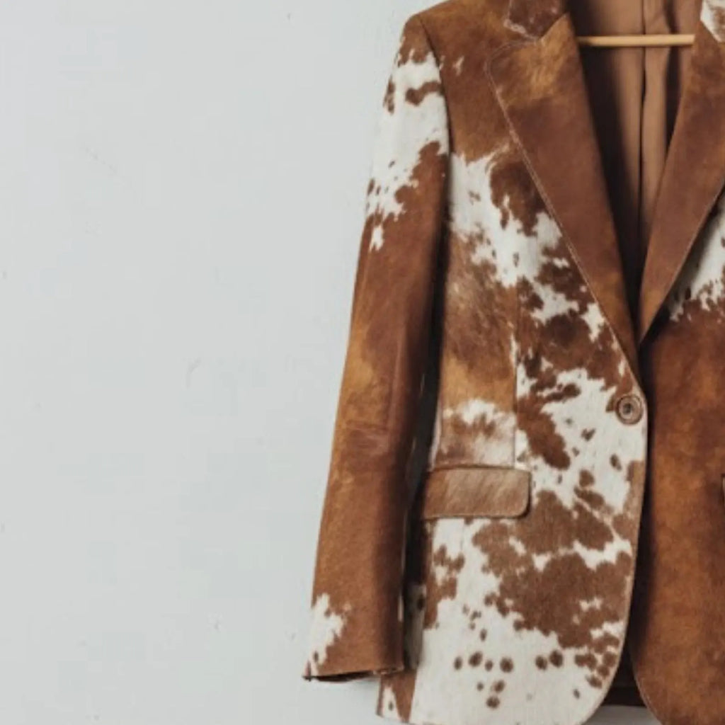 Handmade Cowhide Jacket, Brown Hair on Hide Coat, Western Rodeo Style Blazer