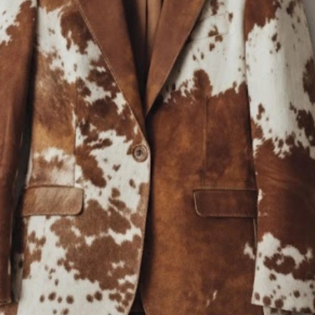 Handmade Cowhide Jacket, Brown Hair on Hide Coat, Western Rodeo Style Blazer