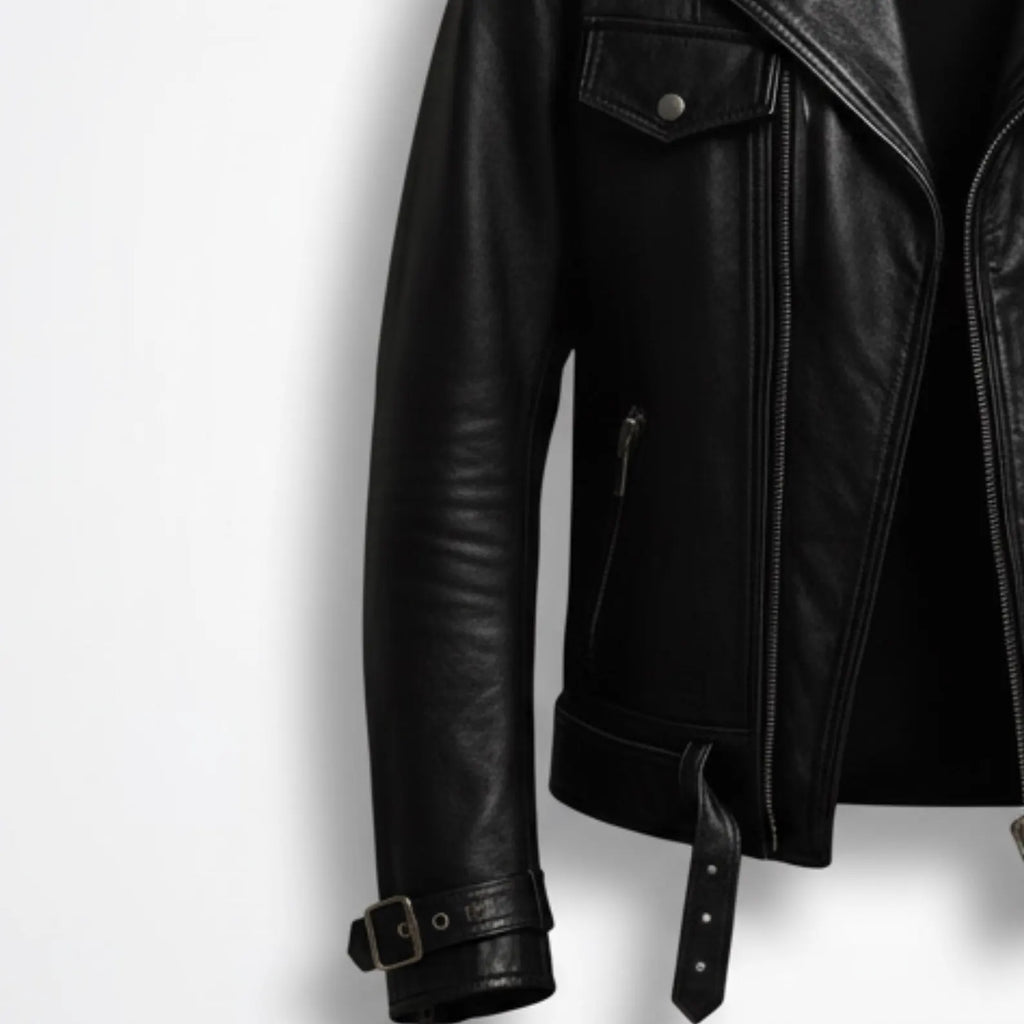 Handmade Black Leather Jacket – Men's Classic Biker Motorcycle Style