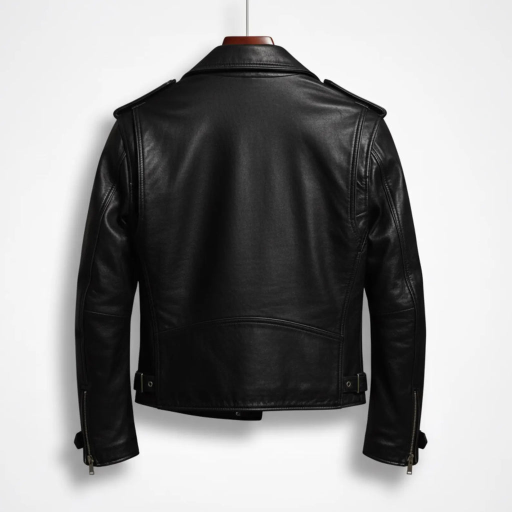 Handmade Black Leather Jacket – Men's Classic Biker Motorcycle Style