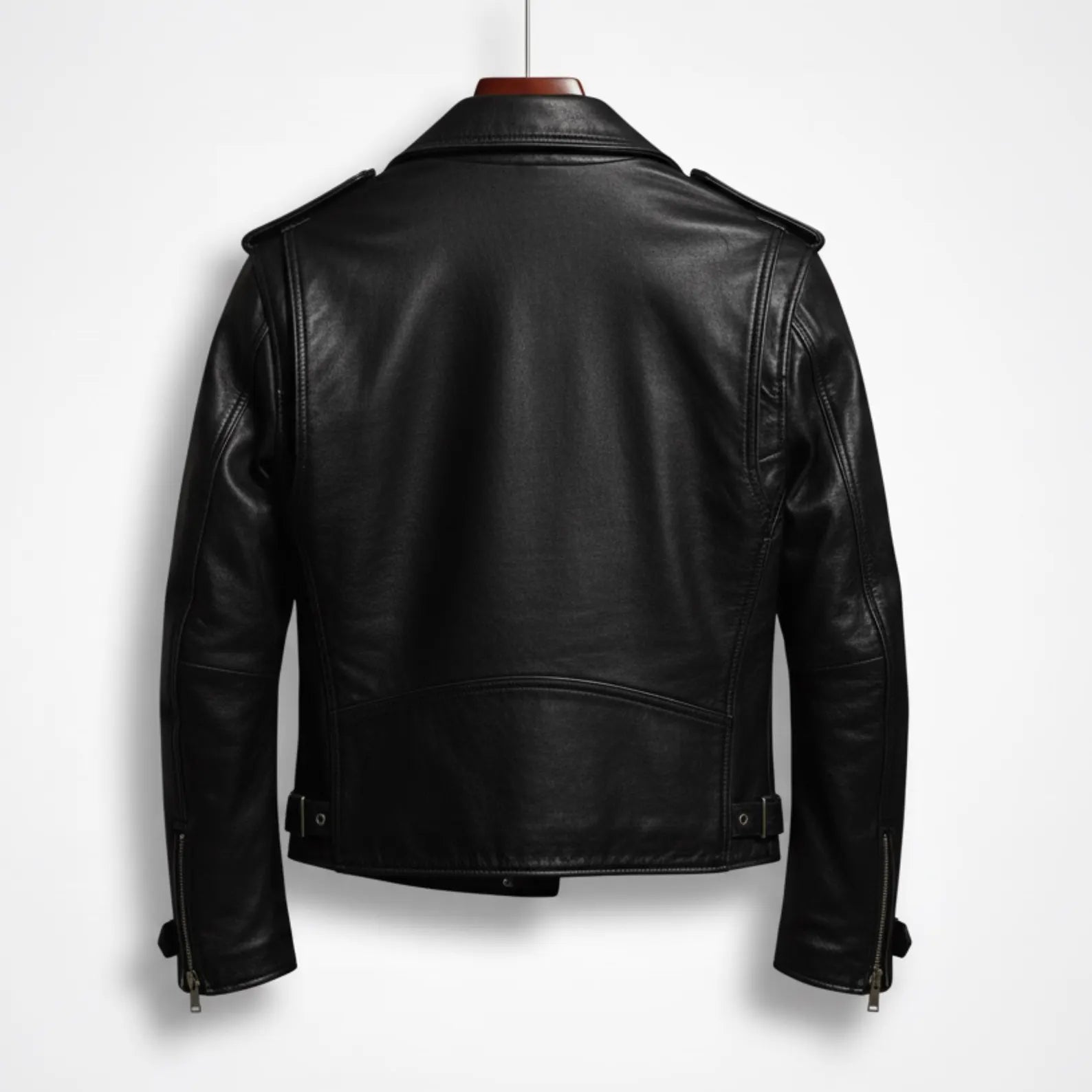Handmade Black Leather Jacket – Men's Classic Biker Motorcycle Style