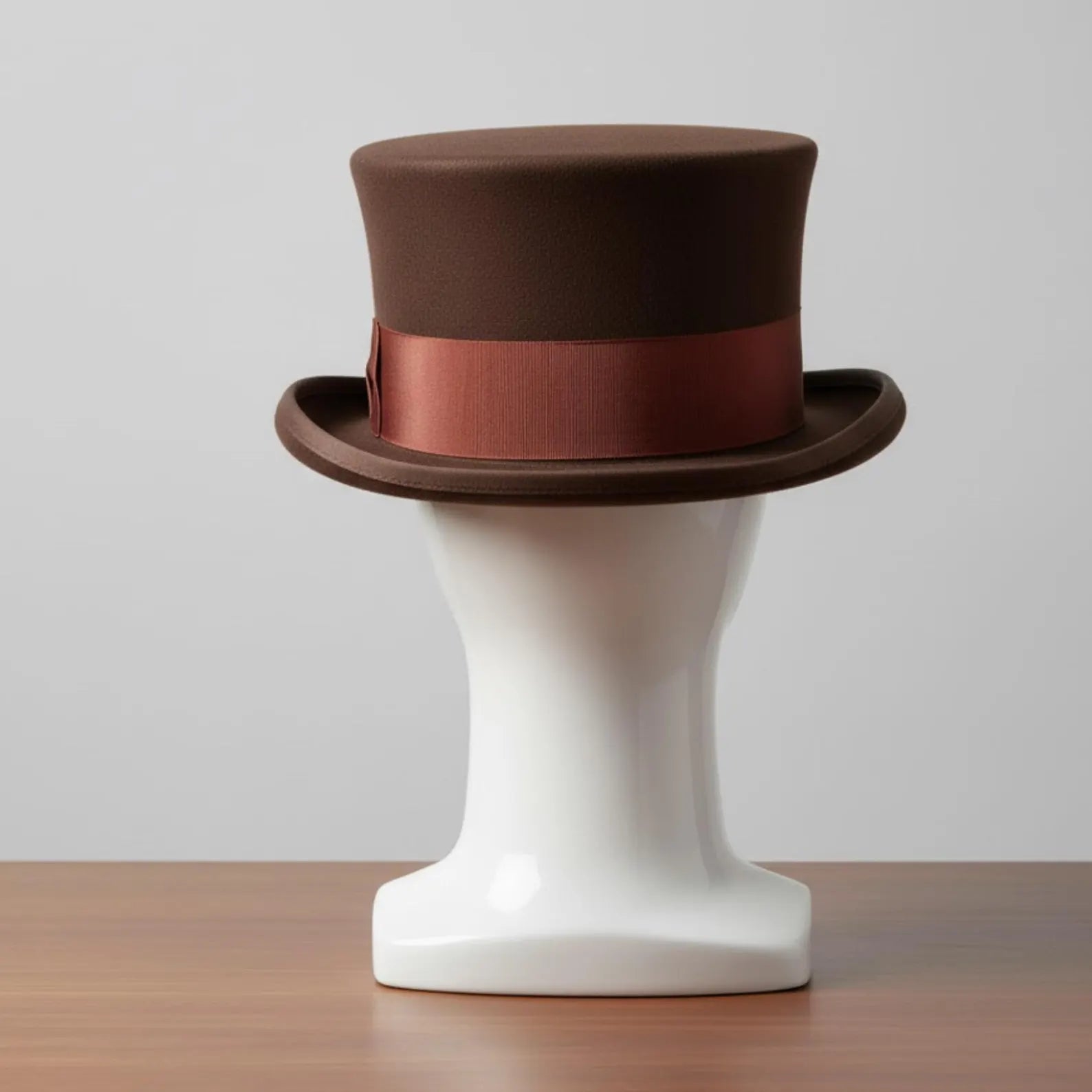 Elegant Brown Felt Top Hat – Classic Victorian Gentleman Hat for Weddings & Formal Events