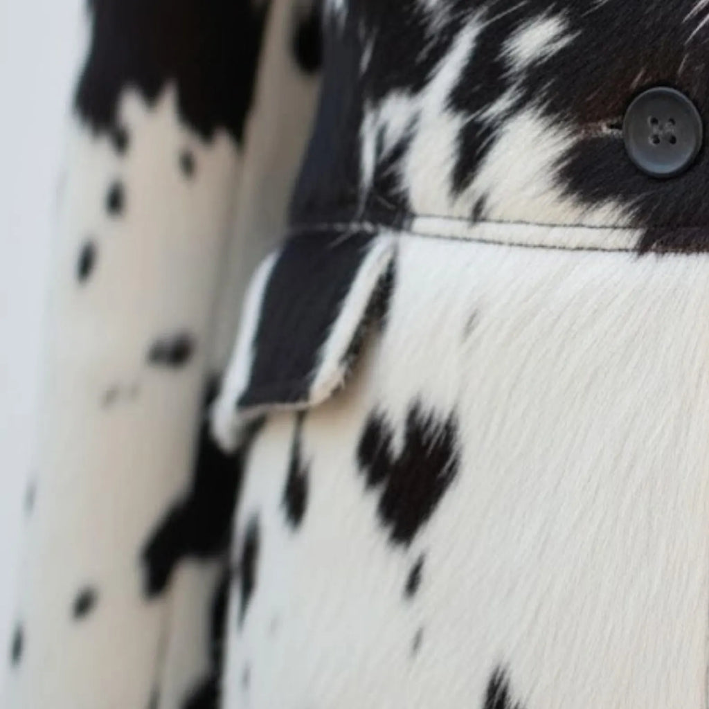 Handmade Black and White Cowhide Jacket – Mens Western Wear, Real Hair On Hide Coat