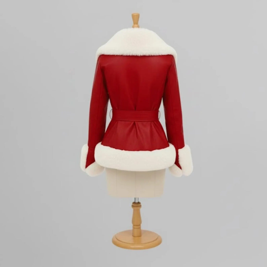 Handmade Red Faux Fur Christmas Jacket – Mrs Claus Santa Coat, Festive Holiday Outfit