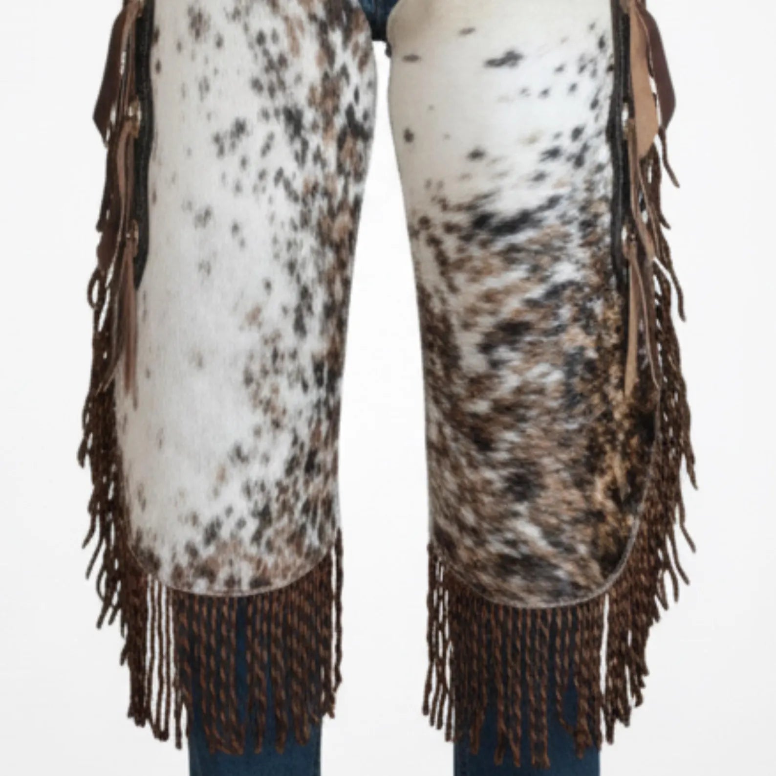 Custom Handmade Brown & White Hair on Hide Rodeo Chaps – Western Bull Riding Gear