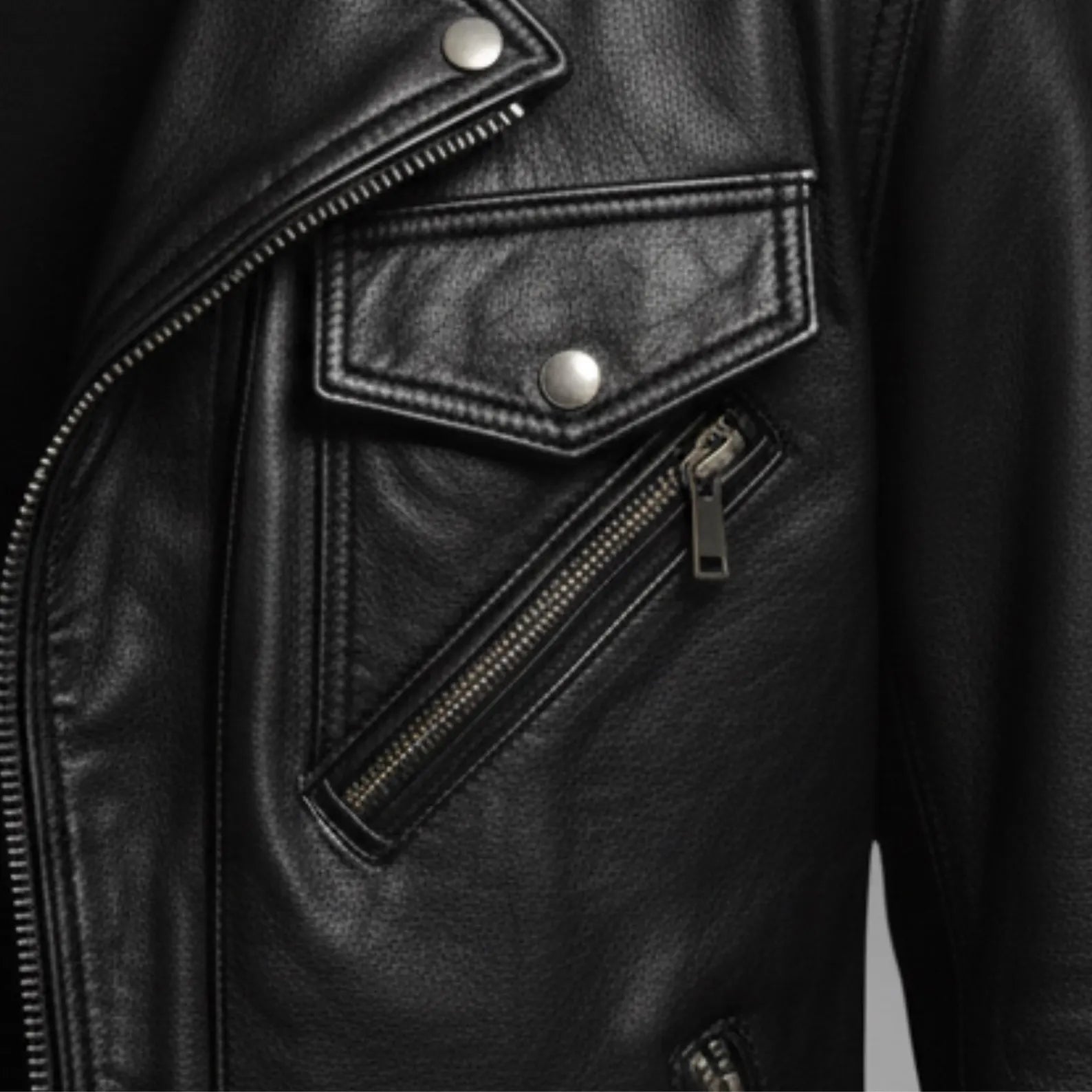 Handmade Black Leather Jacket – Men's Classic Biker Motorcycle Style