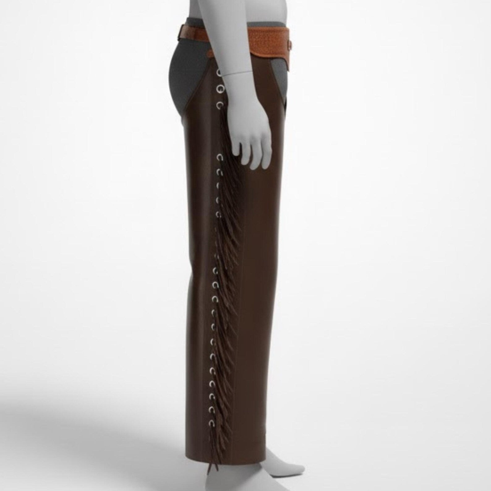 Handmade Brown Leather Chaps, Mens Western Wear with Fringe for Rodeo and Riding