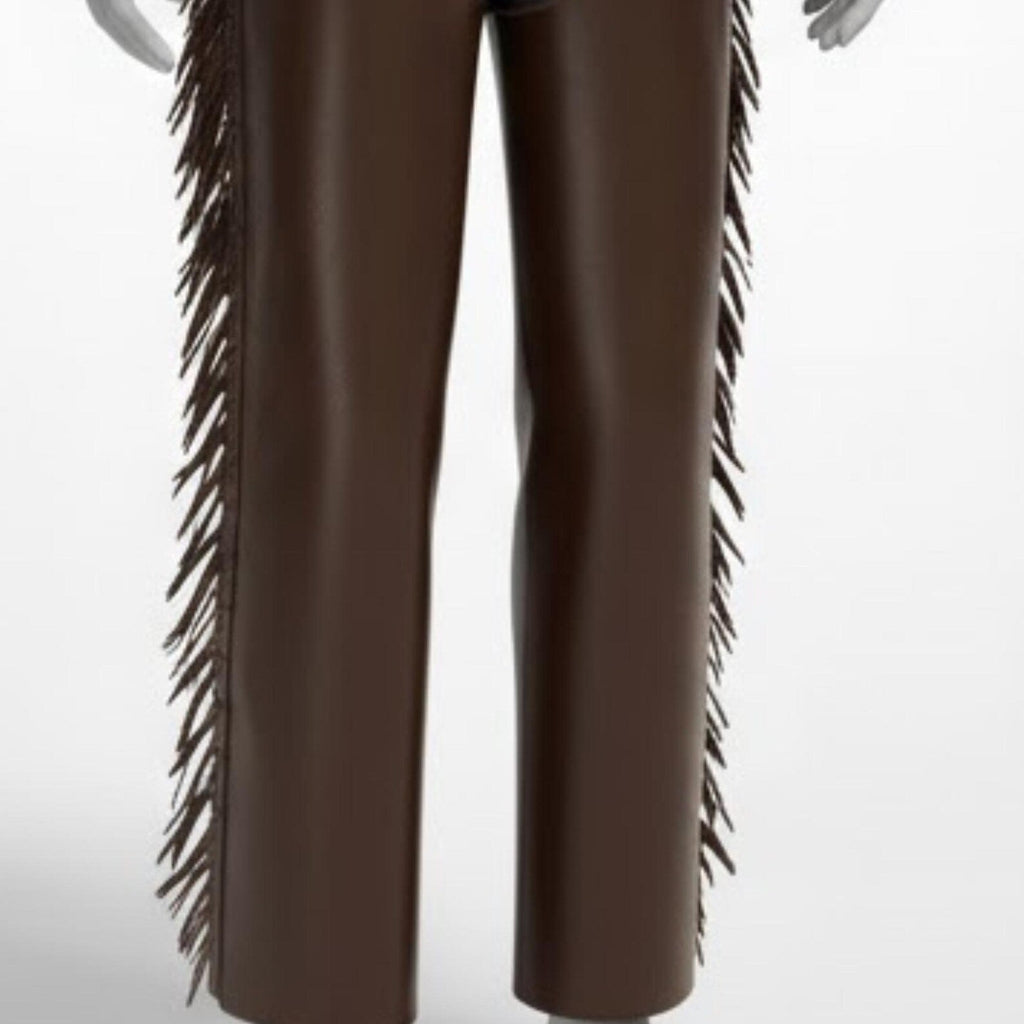 Handmade Brown Leather Chaps, Mens Western Wear with Fringe for Rodeo and Riding