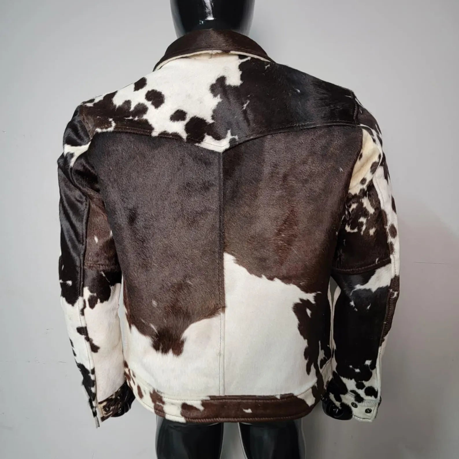 Handmade Brown Cowhide Jacket – Western Hair on Hide Leather Biker Coat for Men