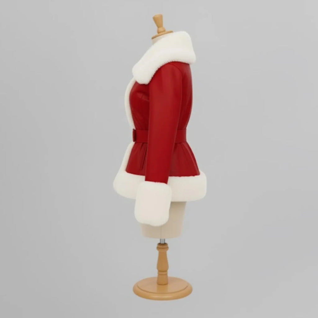 Handmade Red Faux Fur Christmas Jacket – Mrs Claus Santa Coat, Festive Holiday Outfit