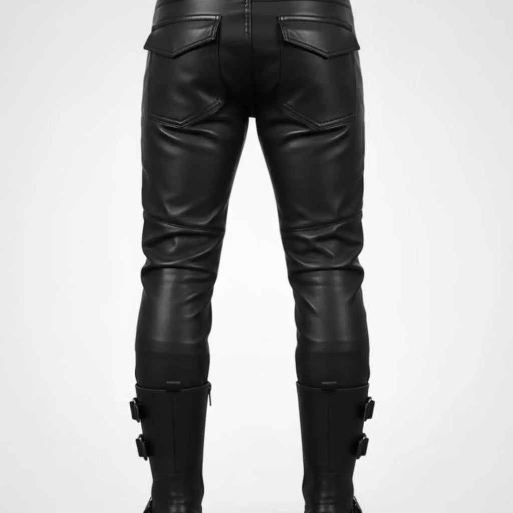 Handmade Black Leather Pants – Men's Biker Pants for a Rockstar Look