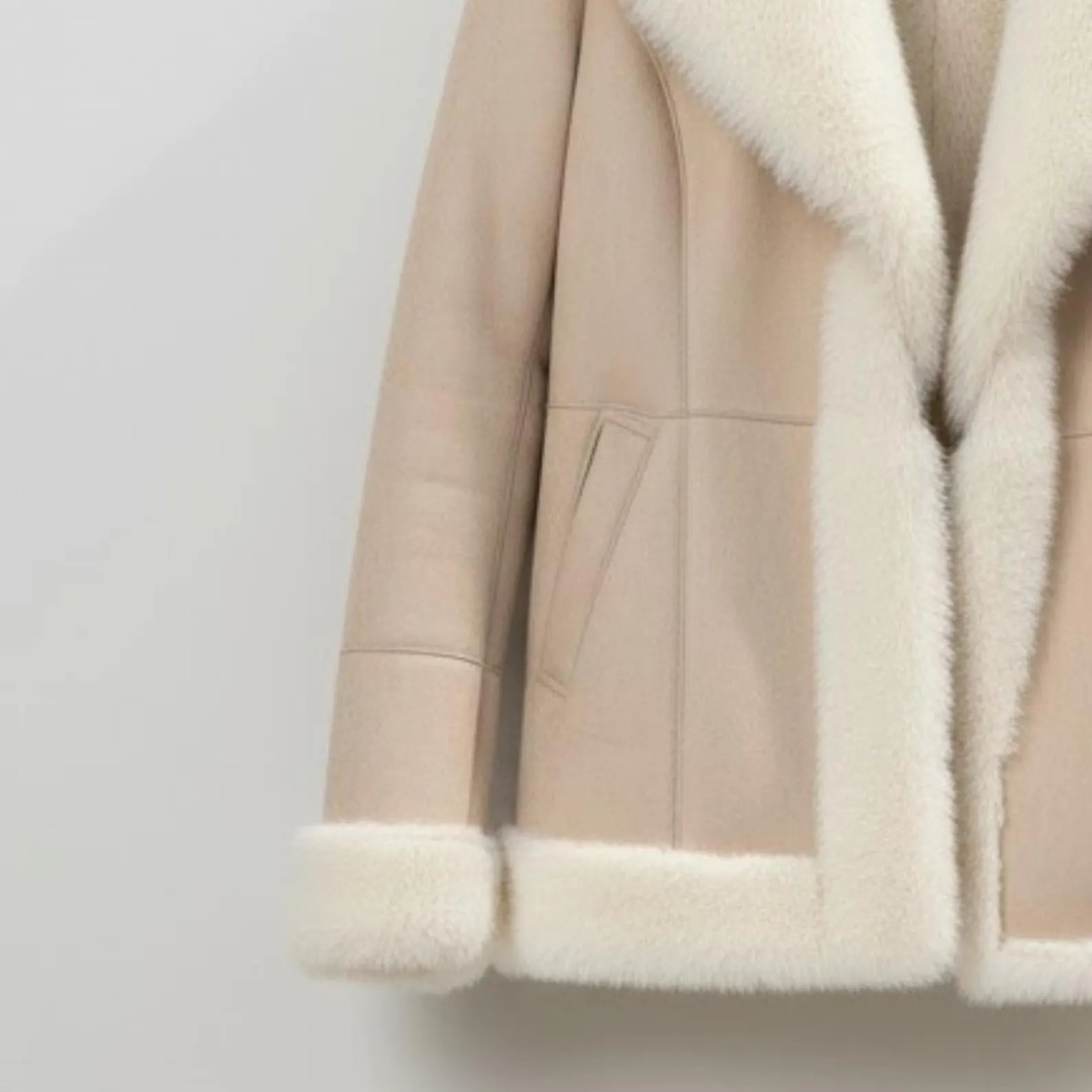 Women's Beige Sheepskin Shearling Jacket – Warm Winter Coat
