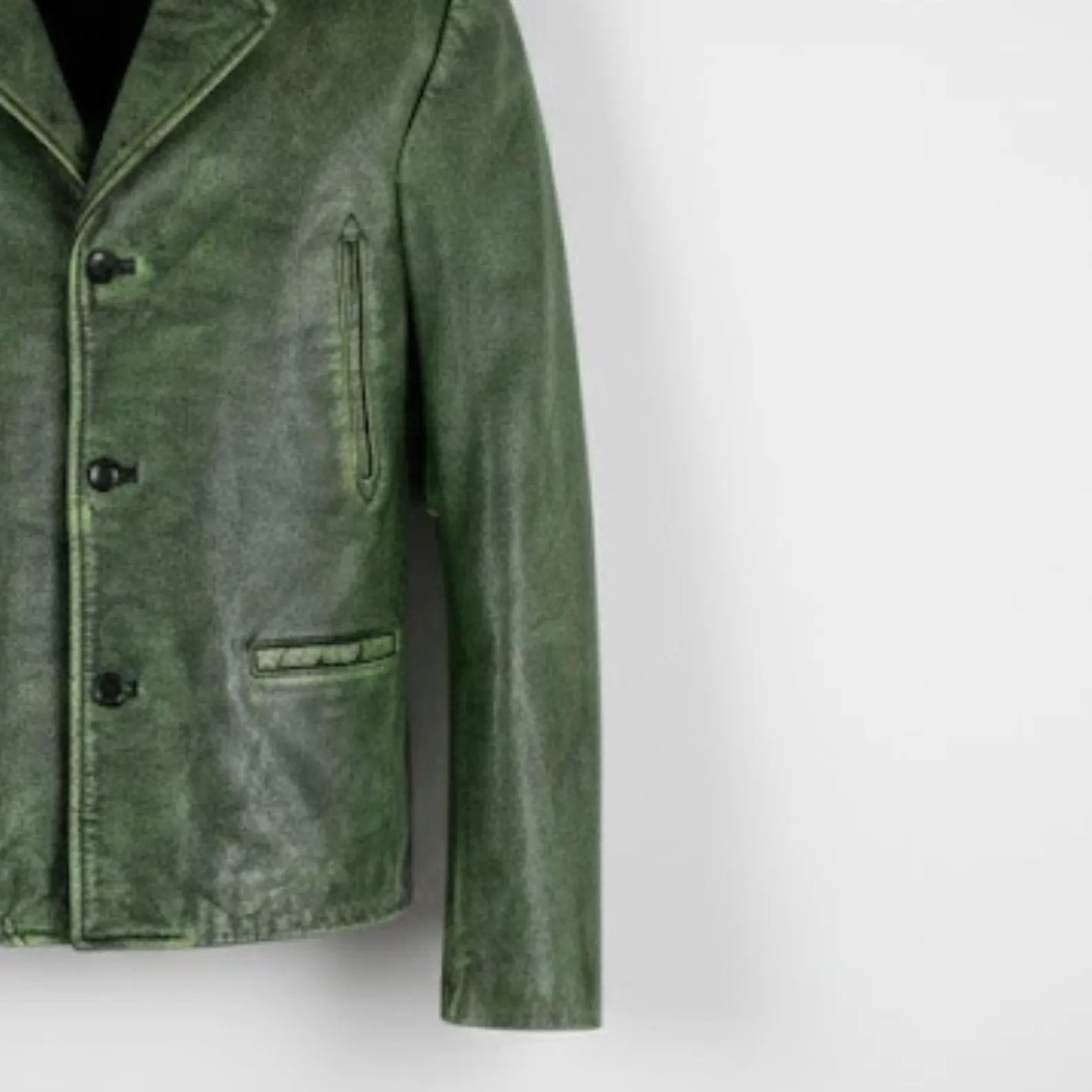 Handmade Olive Green Leather Jacket Men – Vintage Leather Coat Style