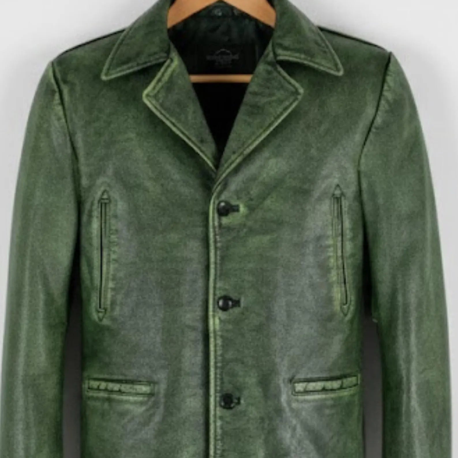 Handmade Olive Green Leather Jacket Men – Vintage Leather Coat Style