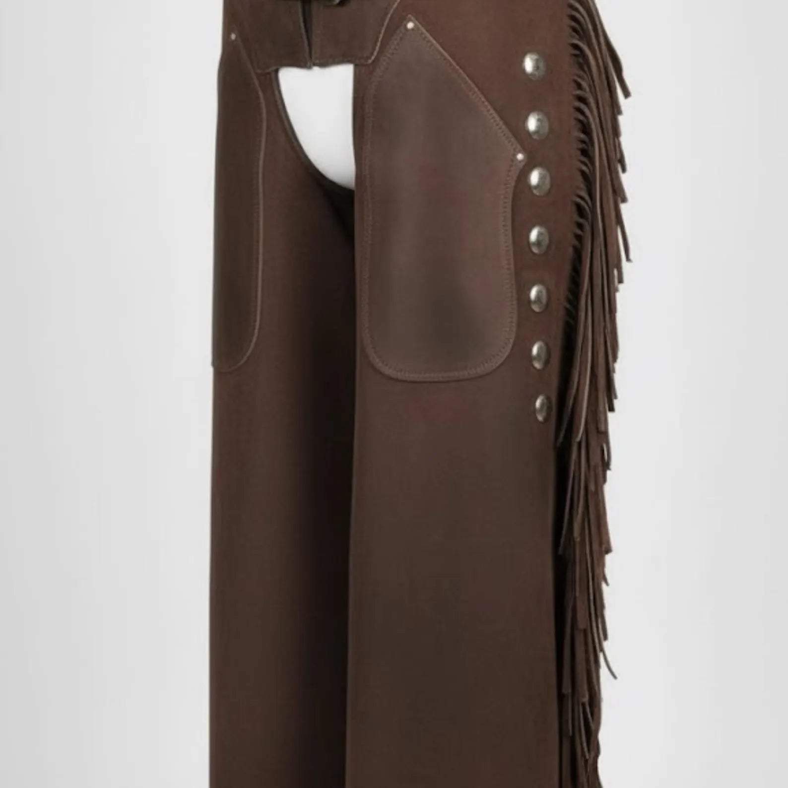 Handmade Brown Suede Leather Chaps – Western Chaps, Cowboy Biker Rodeo Gear