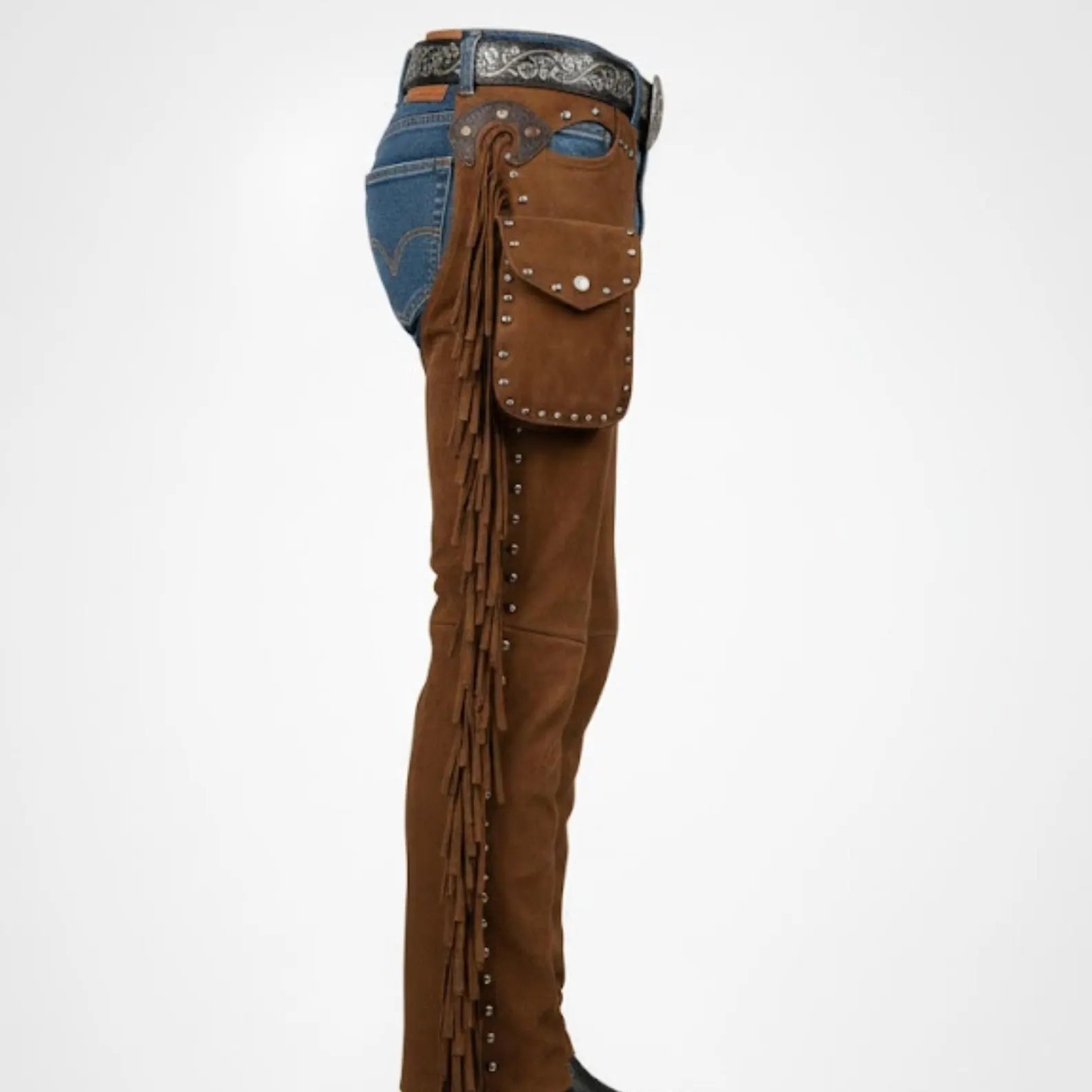 Handmade Suede Fringe Chaps, Western Cowgirl Wear for Women, Rodeo Festival Outfit