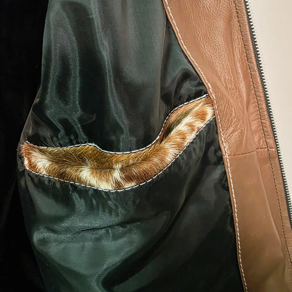 Handmade Brown White Speckled Cowhide Jacket, A Unique Western Hair on Hide Coat