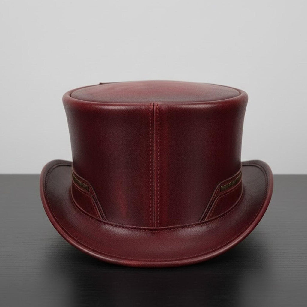 Leather Steampunk Top Hat – Festival Gift for Goth Fans