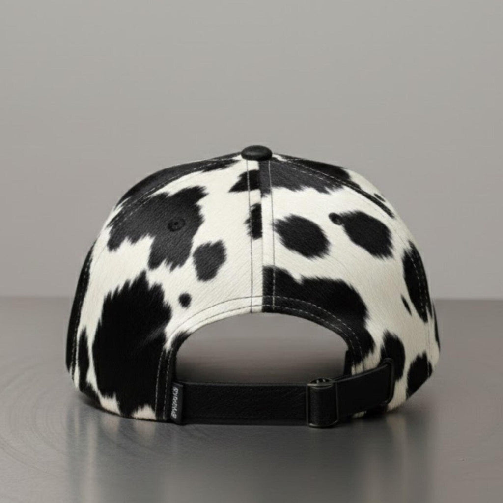Handmade Cow Print Baseball Cap – Stylish Animal Print Hat for Women