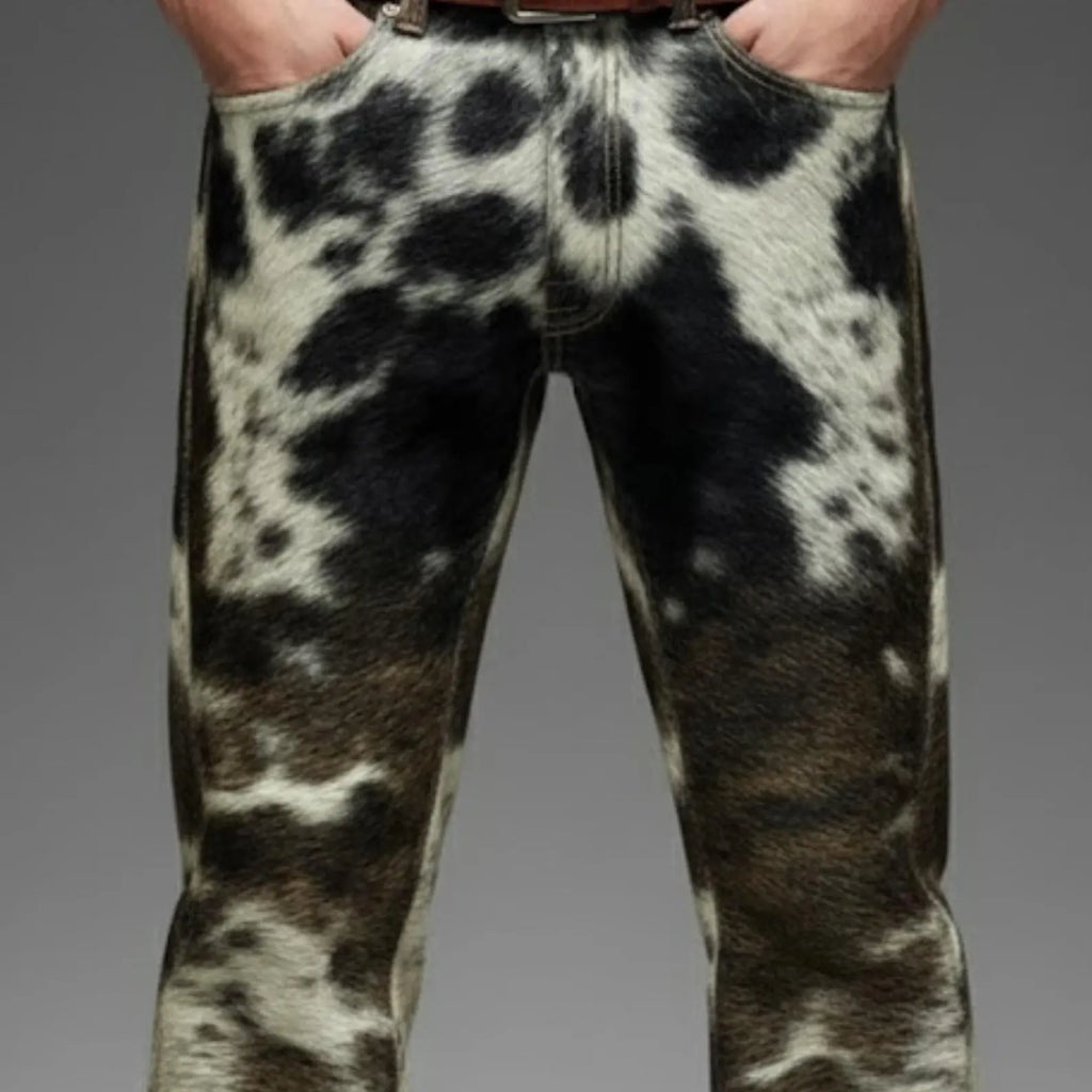 Handmade Hair-On Cowhide Pants – Men's Western Pants for Rodeo & Festivals