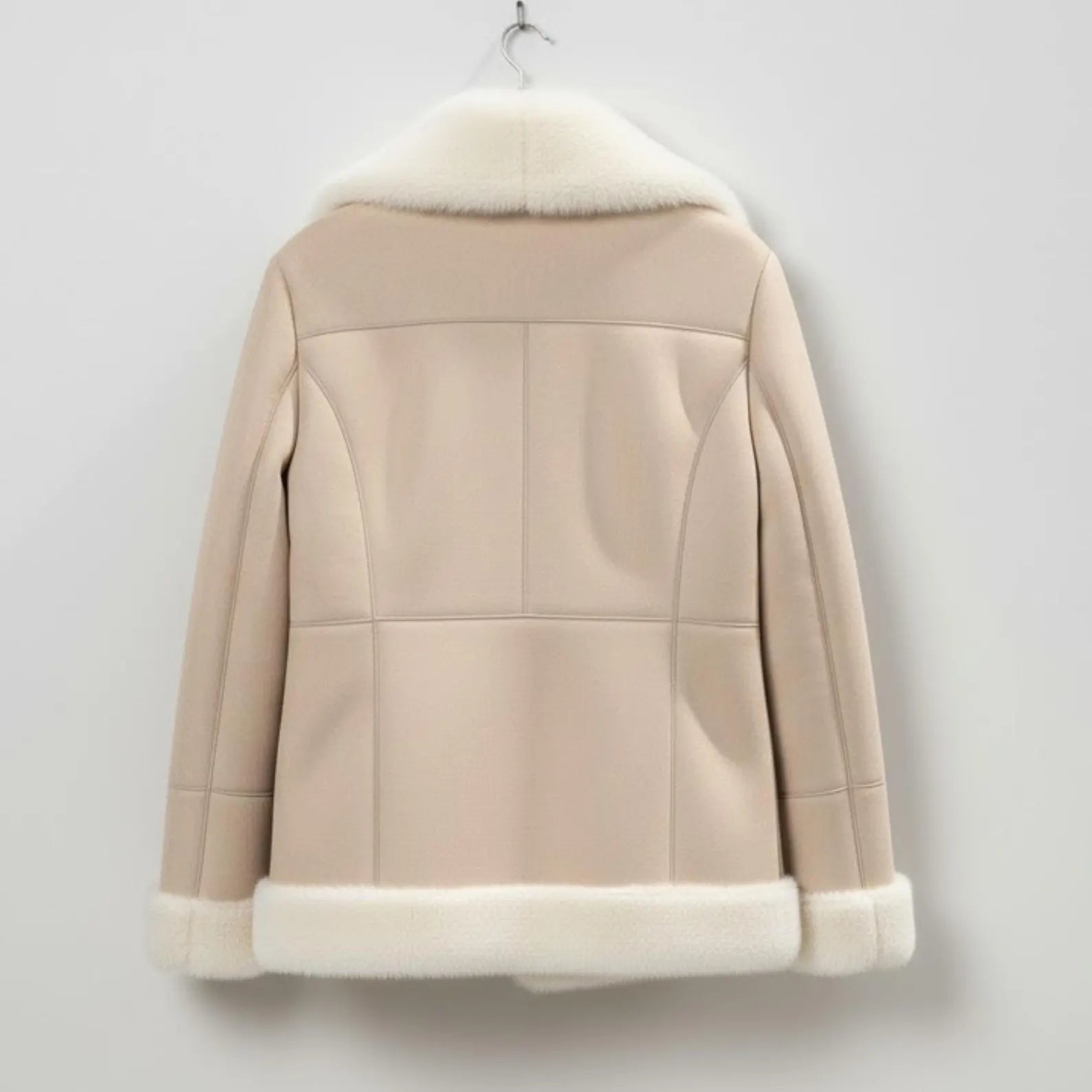 Women's Beige Sheepskin Shearling Jacket – Warm Winter Coat