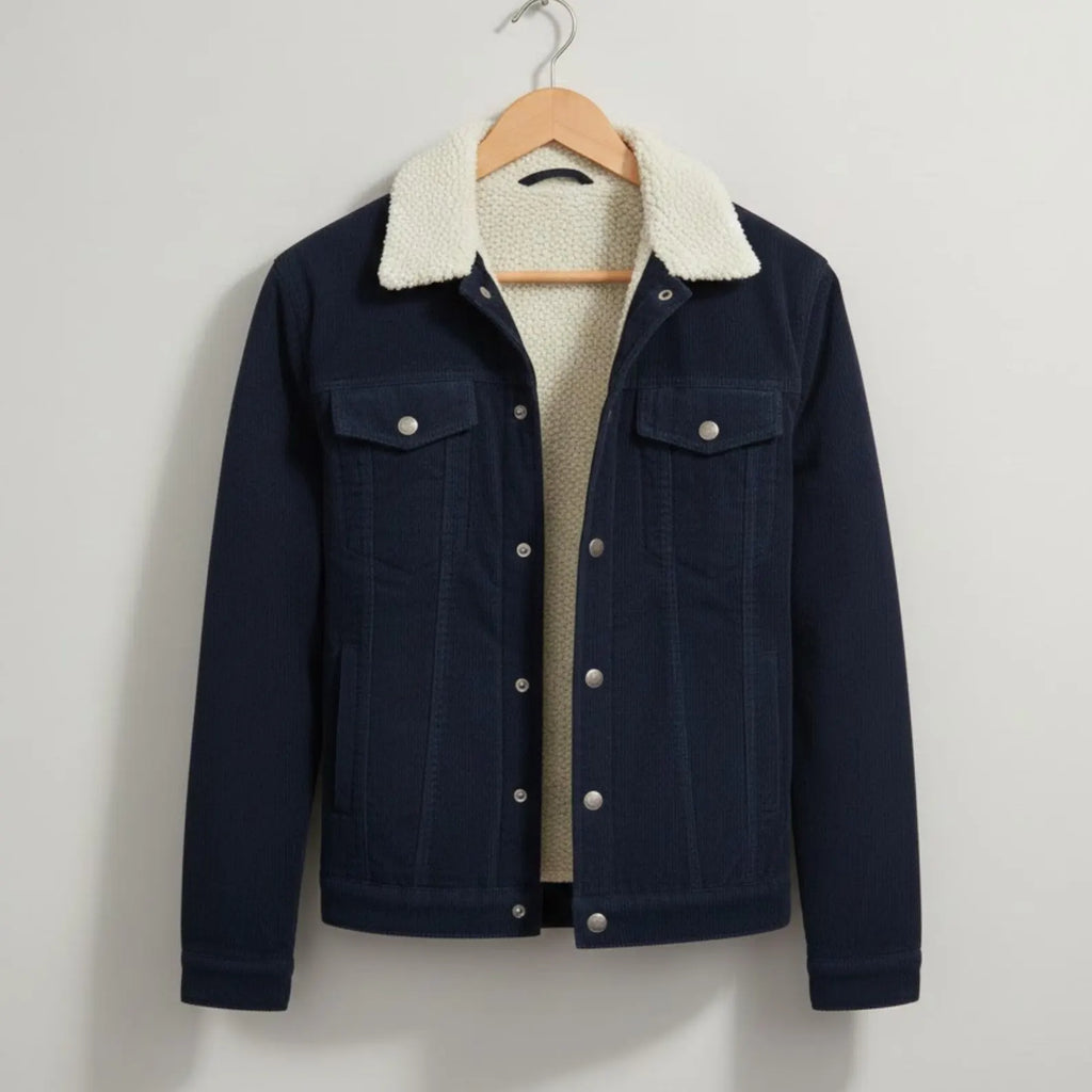 Handcrafted Corduroy Sherpa Trucker Jacket - Warm Winter Essential by Fashion Mode Apparel