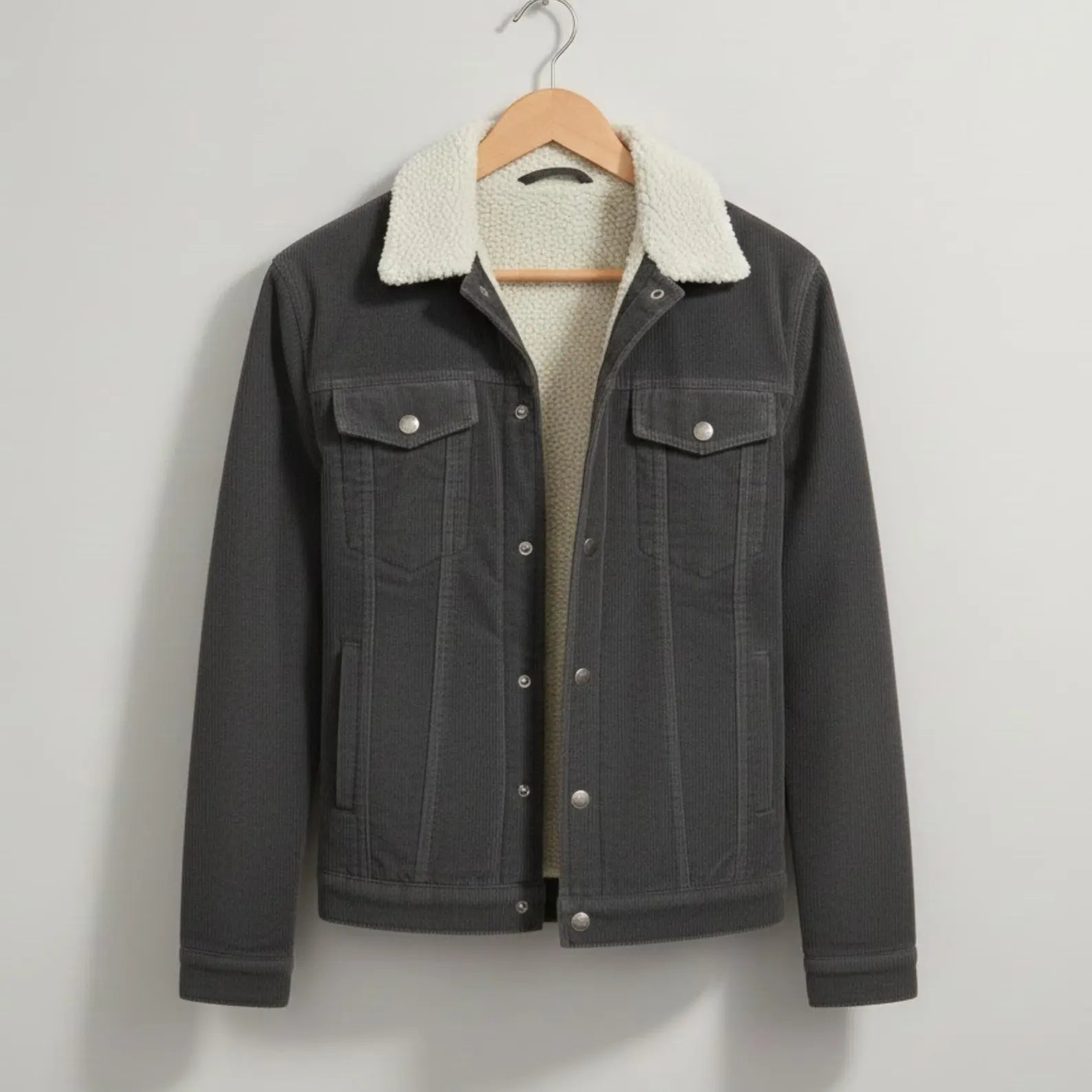 Handcrafted Corduroy Sherpa Trucker Jacket - Warm Winter Essential by Fashion Mode Apparel