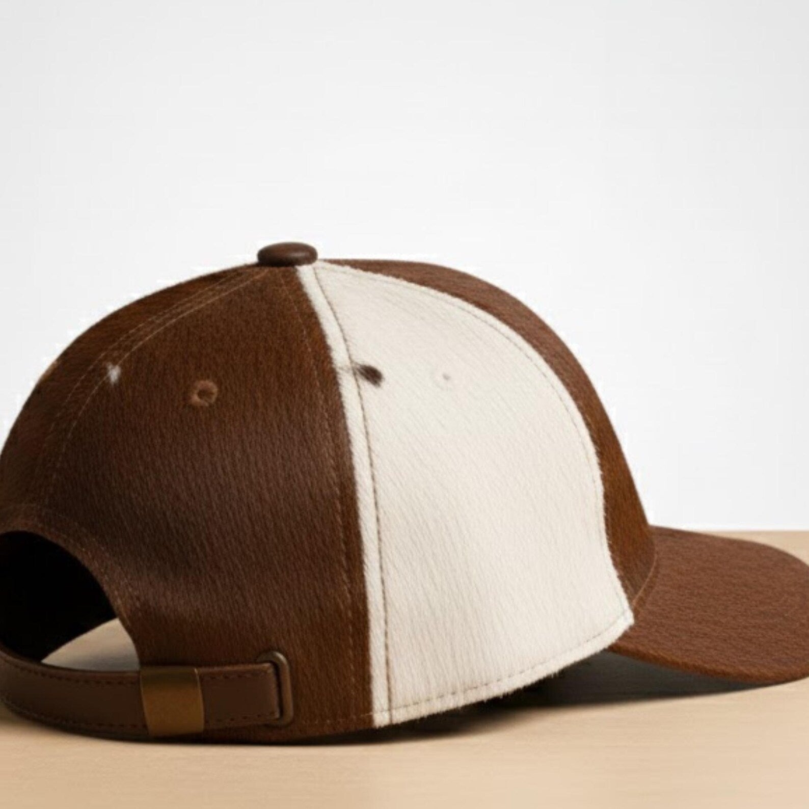 Handmade Brown Cowhide Baseball Cap – Western Style Leather Hat