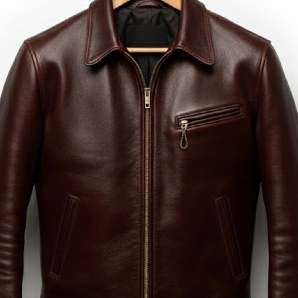 Handcrafted Brown Real Leather Jacket Men – Vintage Cafe Racer Coat