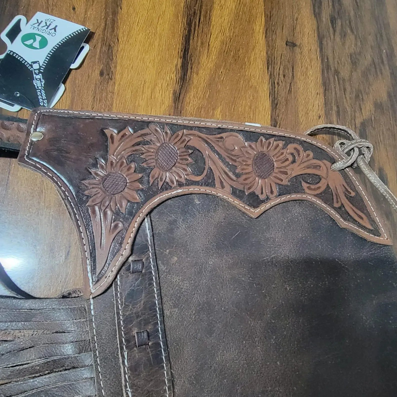 Handmade Distressed Brown Leather Chaps for Men, Western Cowboy Rodeo Fringed Riding Gear