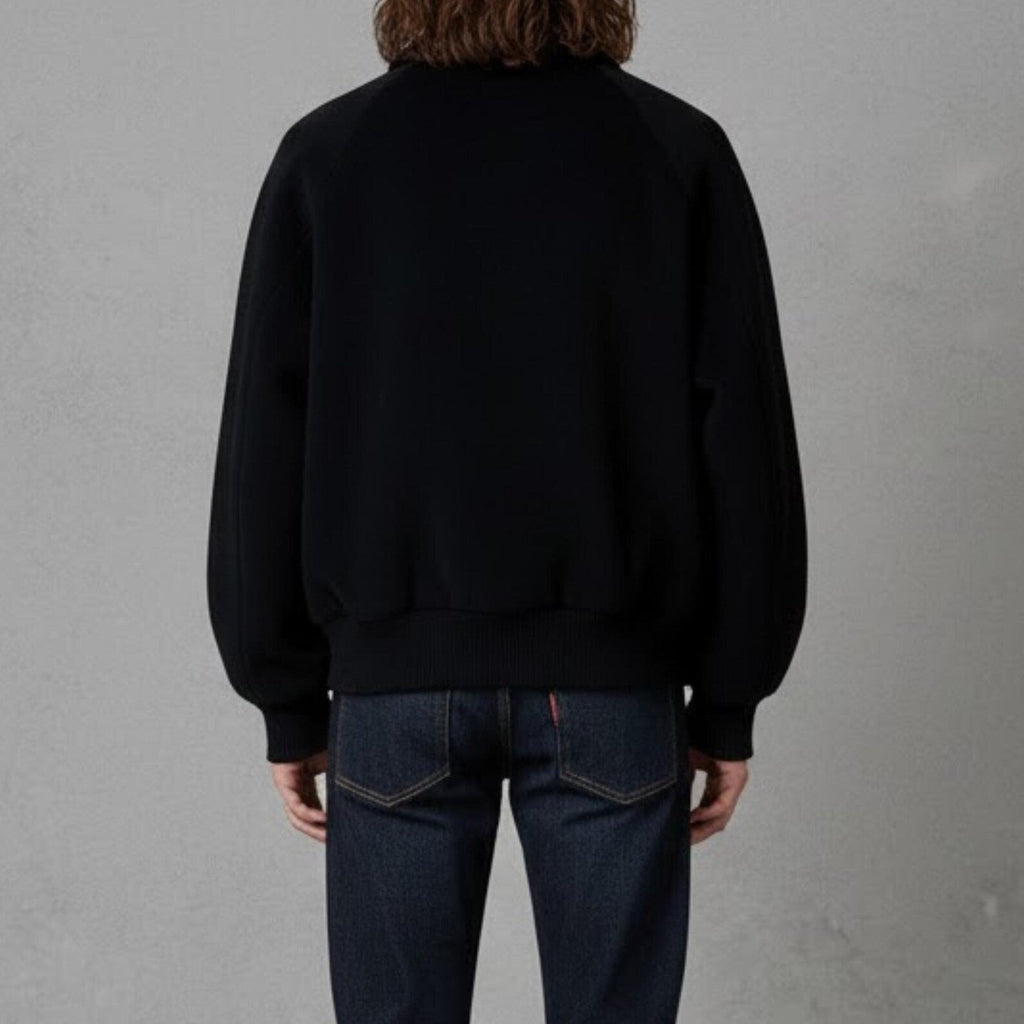 Unique Black Wool Toggle Bomber Jacket – Edgy Streetwear Jacket for Men
