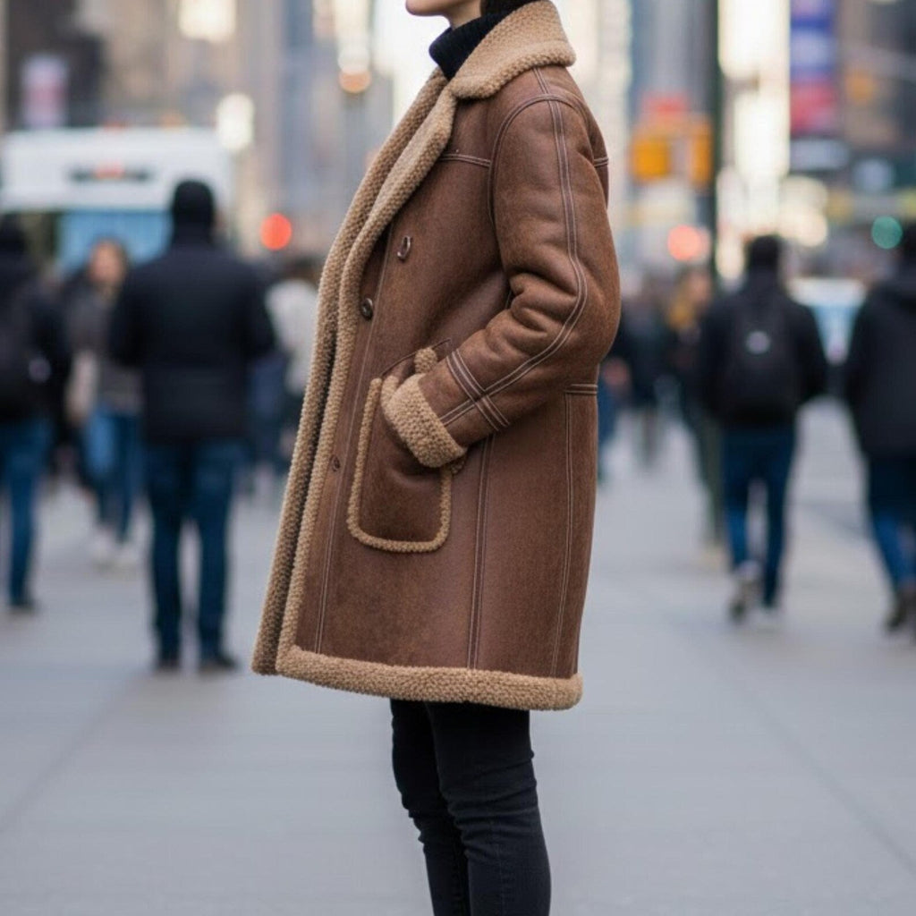 Handmade Brown Shearling Coat, 70s Penny Lane Jacket, Boho Winter Fashion
