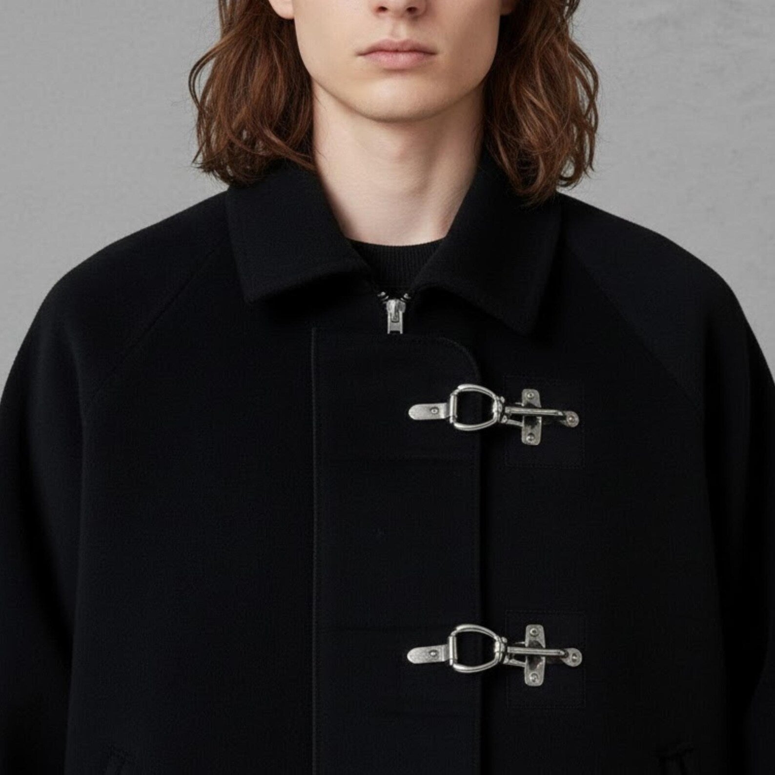 Unique Black Wool Toggle Bomber Jacket – Edgy Streetwear Jacket for Men