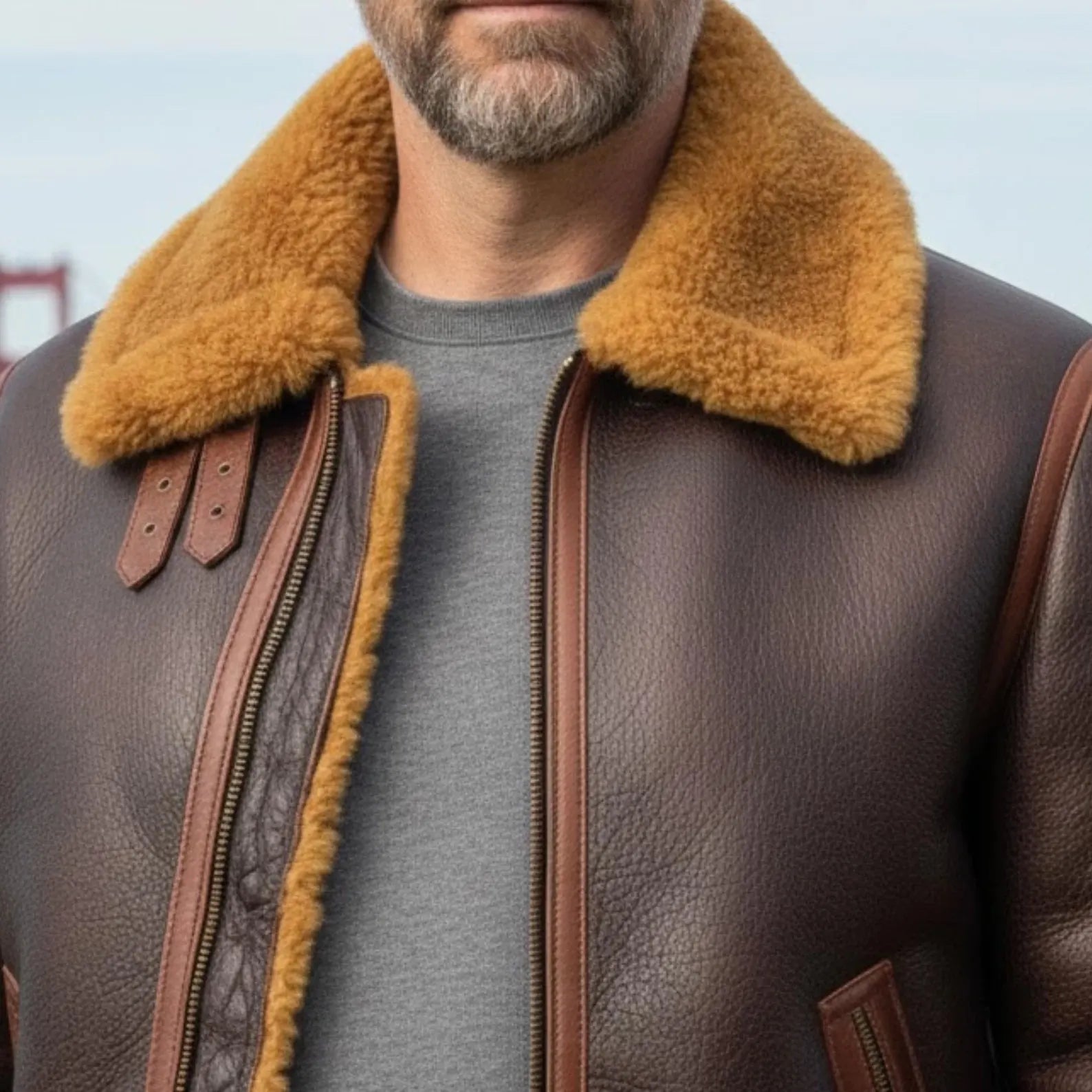 Handmade Brown Sheepskin B3 Bomber Jacket – Winter Aviator Flight Coat