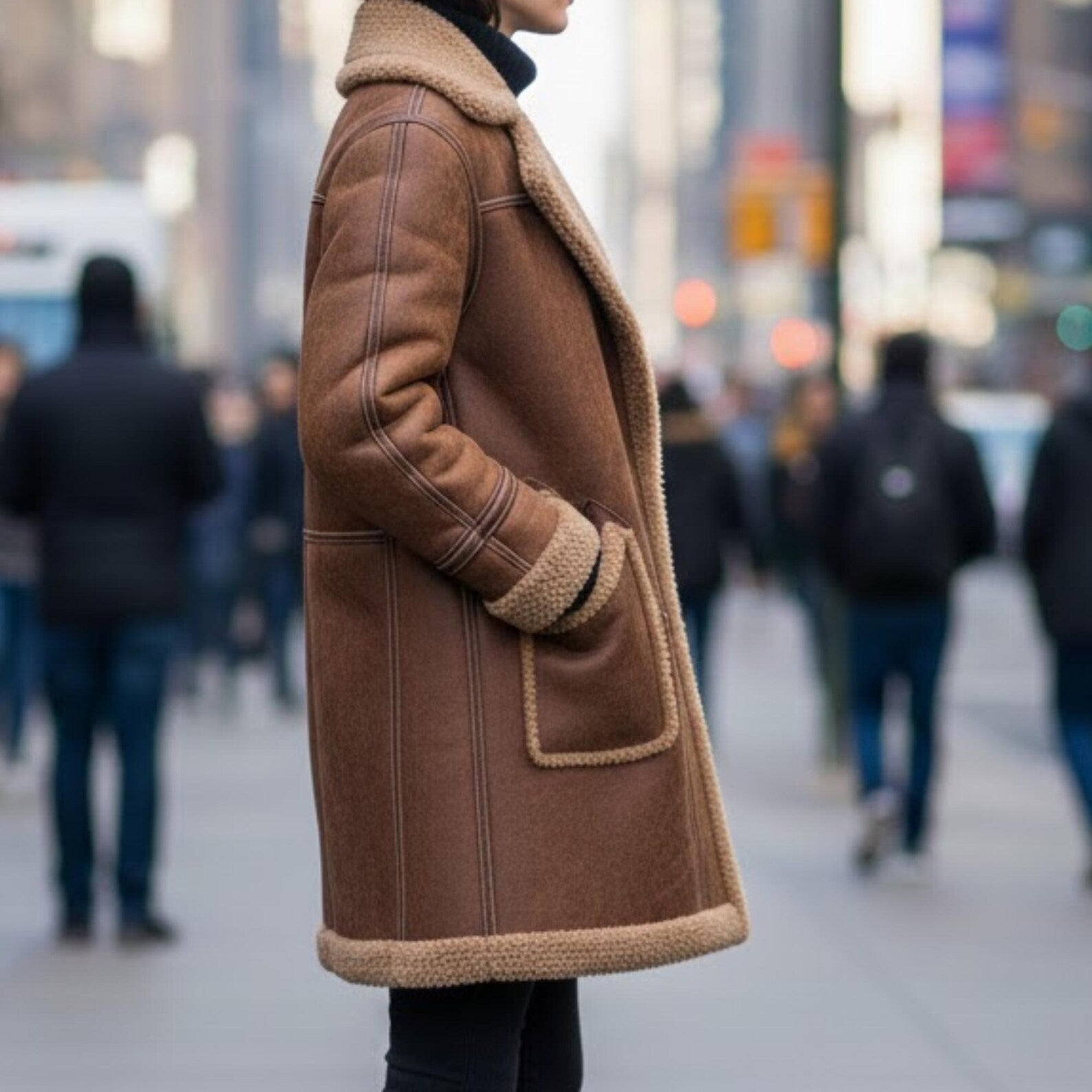 Handmade Brown Shearling Coat, 70s Penny Lane Jacket, Boho Winter Fashion