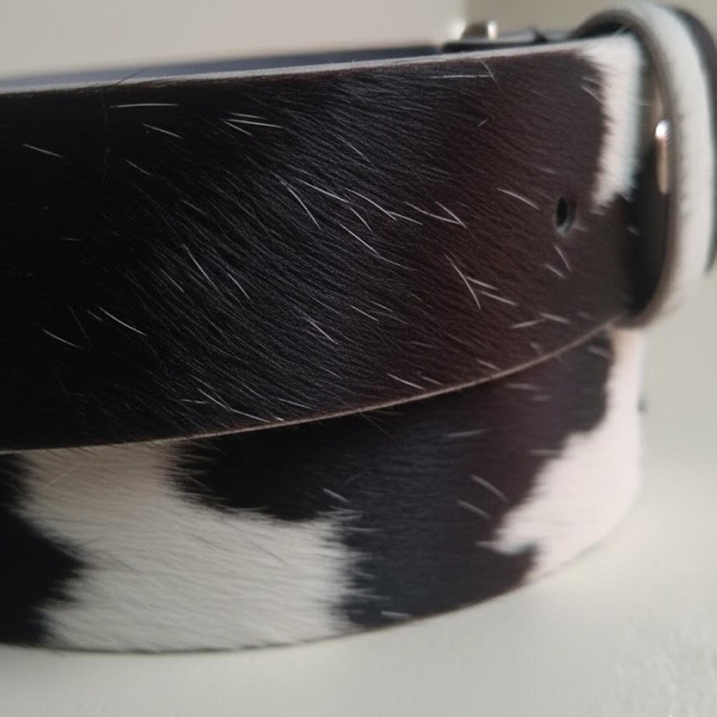 Unique Black White Cowhide Belt – Western Leather Belt for Jeans