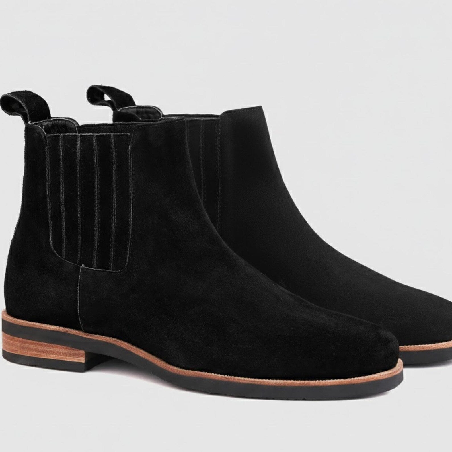 Handmade Black Suede Chelsea Boots – Mens Ankle Boots for Formal Wedding