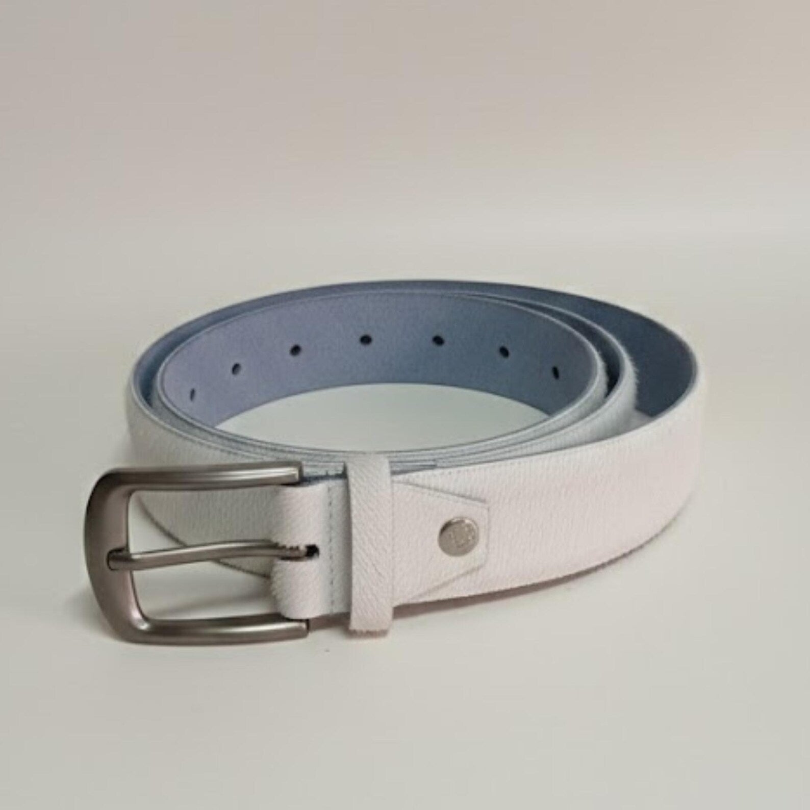 Handmade White Hair on Hide Leather – Mens White Belt for Golf & Summer Wedding